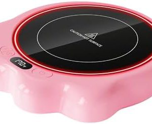 Gaiatop Mug Warmer, 50W Cute Cat Paw Cup Warmers, 3 Temp Settings, 2-10H Auto Shut Off, Coffee Accessories Keep Beverage Hot for Desk and Home, Heated Plate Stocking Stuffers for Tea Candle Pink