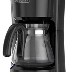 BLACK+DECKER 5-Cup Coffee Maker with On/Off Switch, Sneak-A-Cup Feature, and Easy-View Water Window, Black