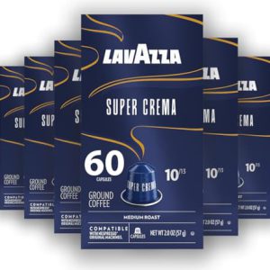 Lavazza Super Crema Aluminum Capsules Compatible with Nespresso* Original Machines, Medium Roast, Arabica and Robusta Blend (60 Capsules)