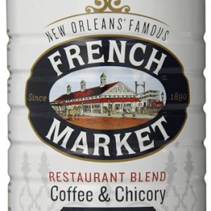 French Market Coffee & Chicory Restaurant Blend Medium-Dark Roast Ground Coffee, 12oz Can (Pack of 1)